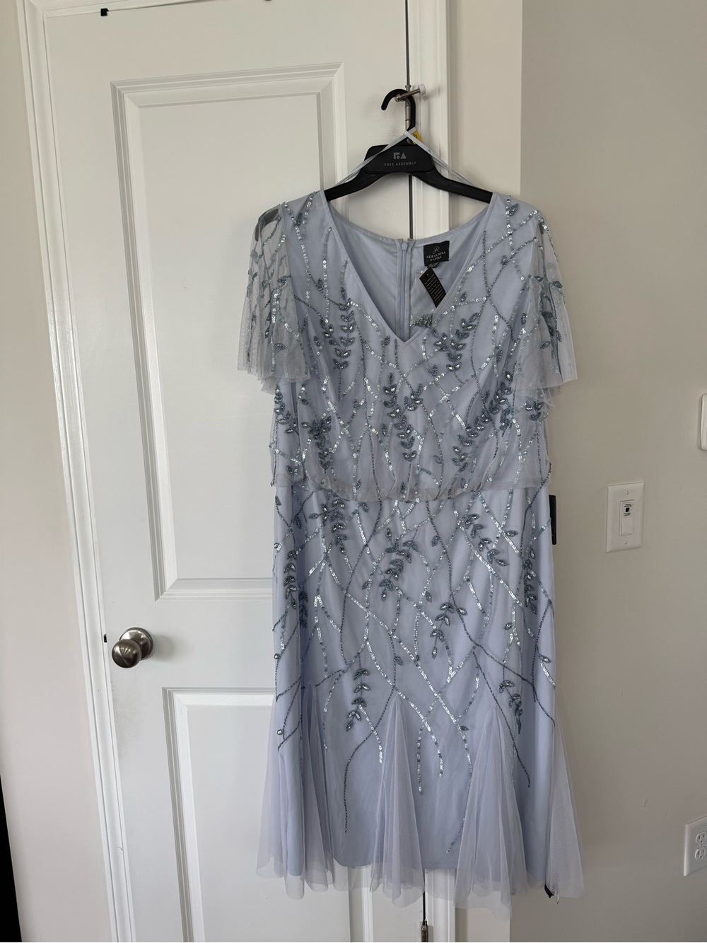 Adrianna Papell Light Blue Embellished Midi Dress